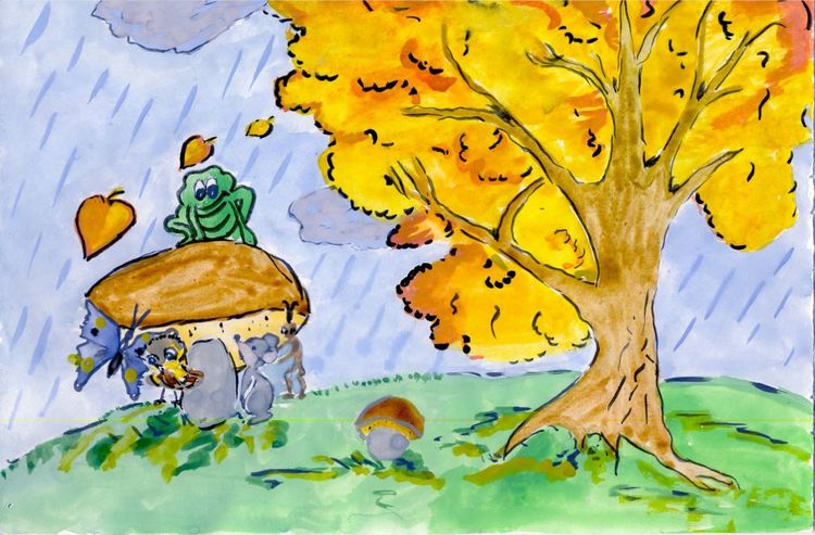 Урок рисования - как нарисовать осень гуашью легко и просто. Рисуем вместе