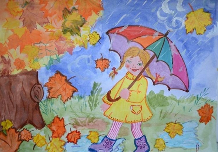 Рисунок на тему осень в школу