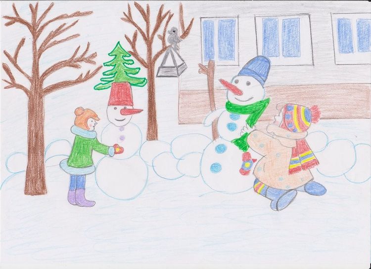 Рисунки на тему зима в детский сад и в школу