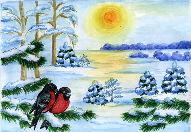 красота зимы рисунок