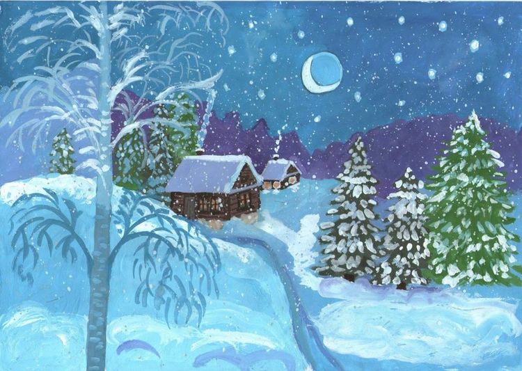 Раскраски Зимняя сказка - детские раскраски распечать бесплатно