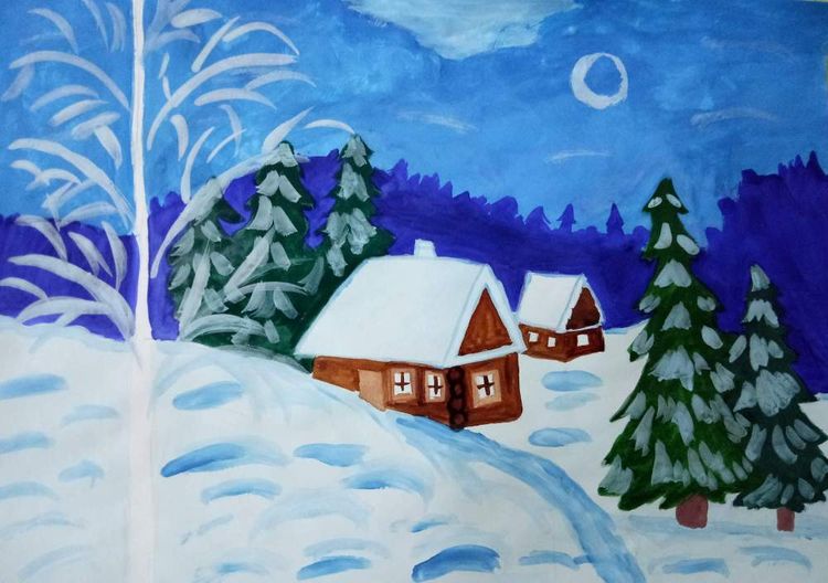 Красота зимы рисунок для детей