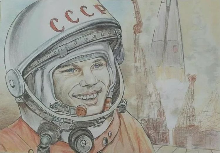 Рисунок гагарин в мире и россии. Гагарин портрет. Портрет ю Гагарина.