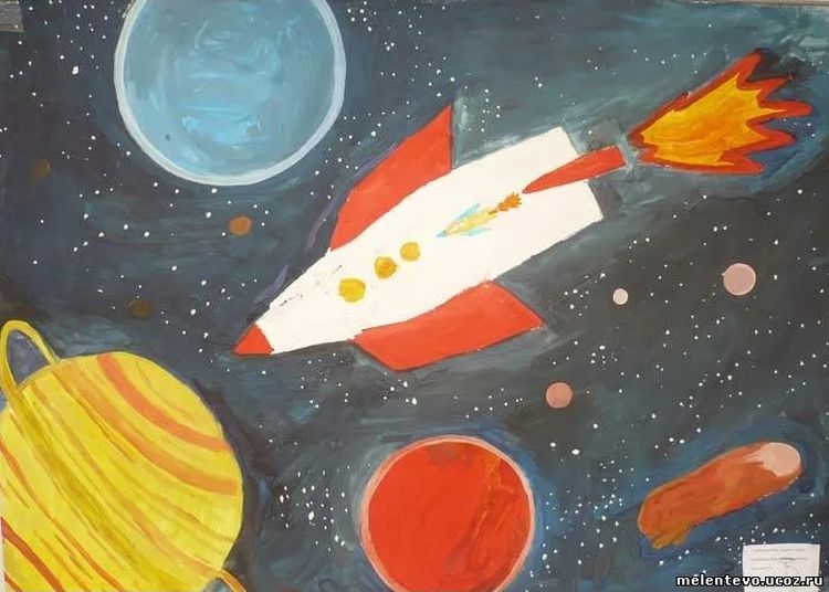 Изо день космонавтики 1 класс. Рисунок на тему космос. Рисунок ко Дню космонавтики. Рисование ко Дню космонавтики. Детский рисунок на тему космос.