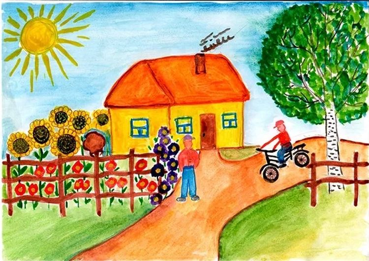 Каникулы в деревне 2. Рисунок на тему лето. Детские рисунки на тему лето. Рисунок на летнюю тему. Лето рисунок для детей.