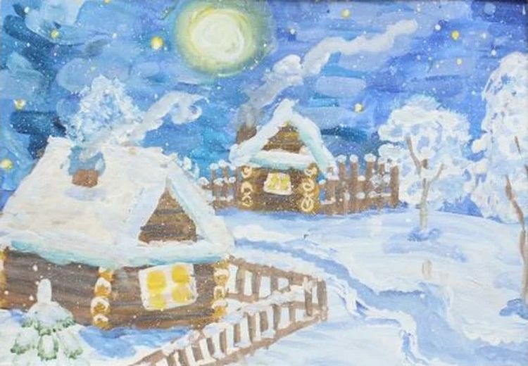 Рисунок к стихотворению зимнее. Рисунок на тему зимний вечер. Зимняя ночь в деревне рисунок. Иллюстрация к стиху встреча зимы. Рисунок к стиху встреча зимы.