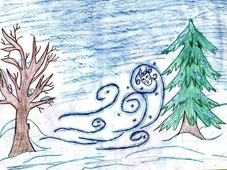Красивые рисунки зимы для срисовки. Зима рисунок для детей. Рисунки на тему зима легкие. Рисование вьюги. Зимний рисунок карандашом.