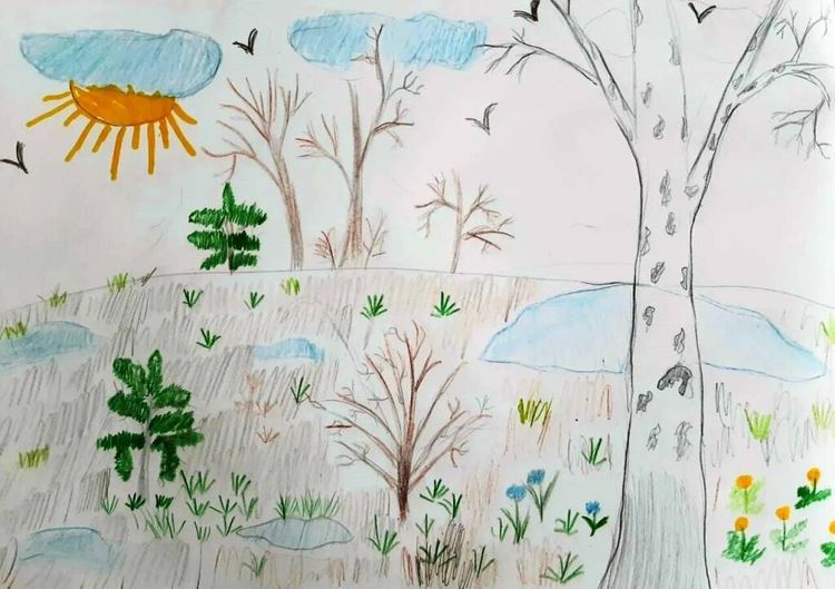 Рисуем весну, пошагово (вариант 3). | форум Babyblog